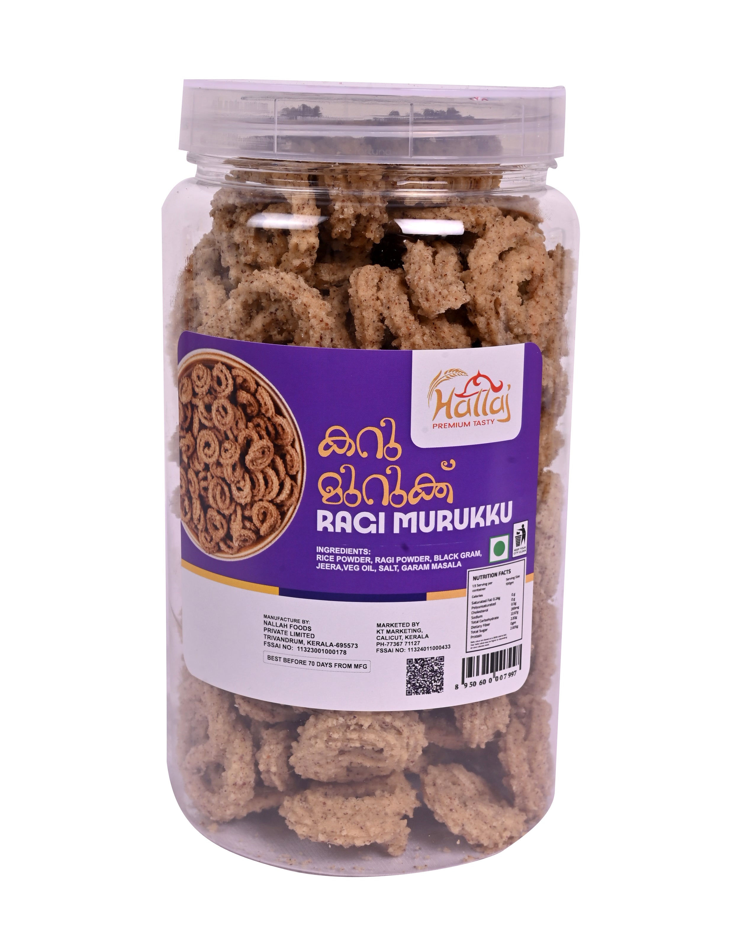 HALLAJ PREMIUM TASTY Karumurukku Assorted Murukku Combo Pack, 5 Flavours, Masala, Beetroot,Palak,Ragi,Butter, 200gm*5(1 kg), Authentic South Indian Snack, Fresh Chakli